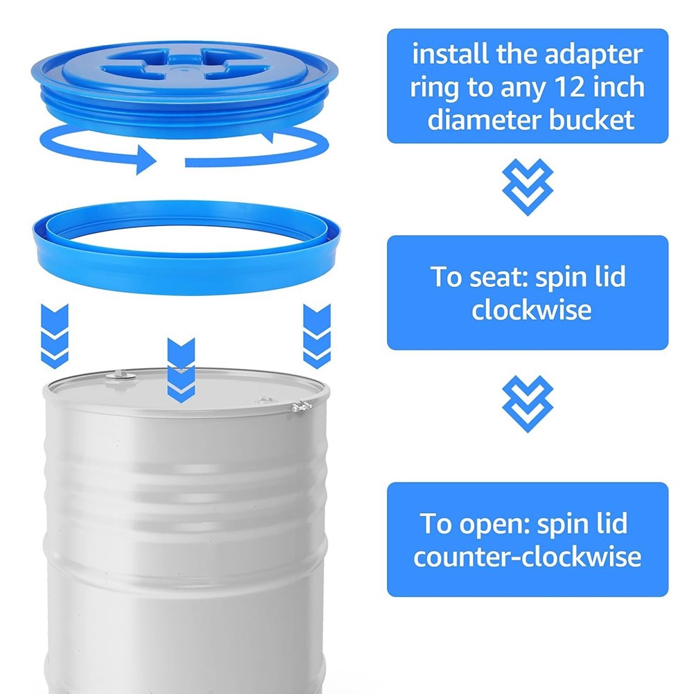 2 Pieces 5 Gallon Leak-Proof Bucket Lid Plastic Storage Buckets Seal3762