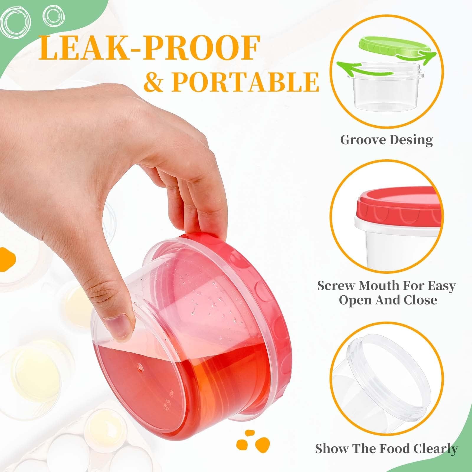 Reusable Small Freezer Containers 8 Oz Plastic Food Storage Containers with S…
