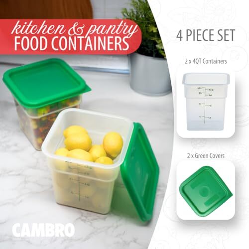 4 Qt quart Bpafree Square Food Storage Container With Green Lid 2 Pack Class