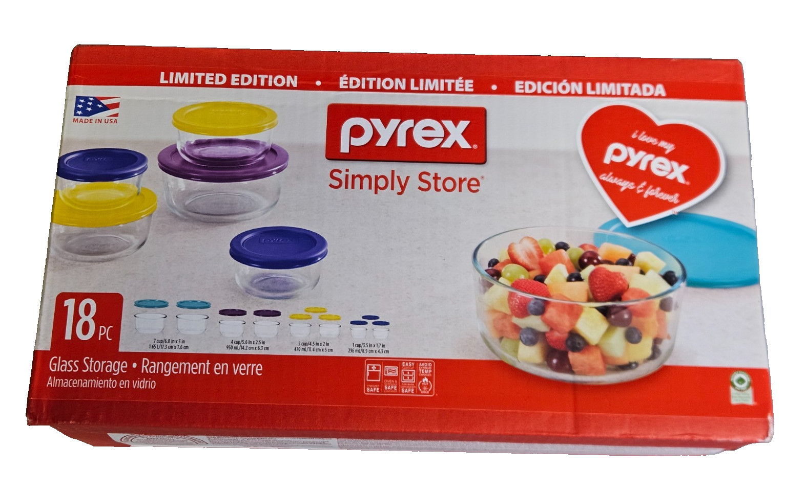 Snapware 18-piece Pyrex Glass Food Storage Containers Set LIMITED EDITION