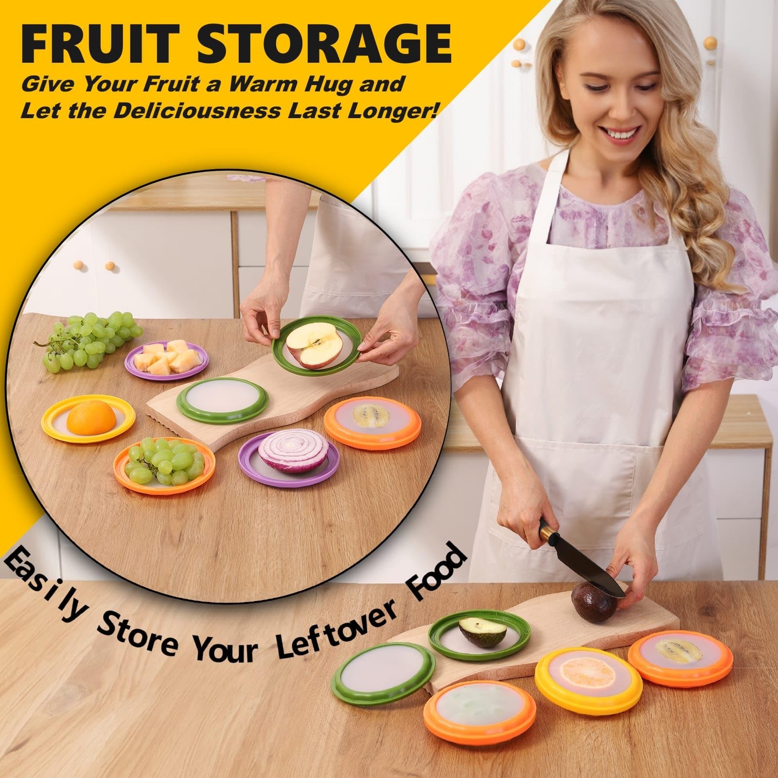 4~Piece Silicone Food Storage Containers Set for Fridge