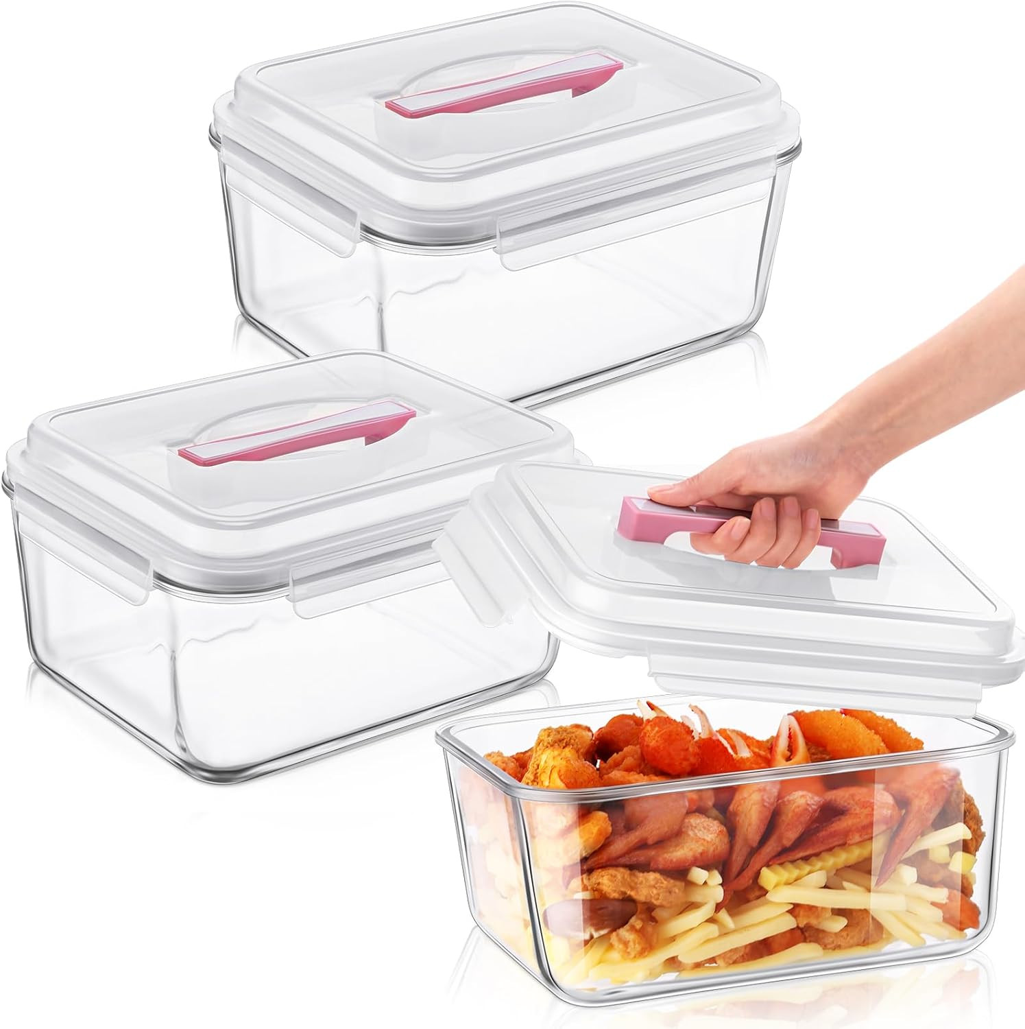2 Pcs 6500 ML/ 220 Oz/ 28 Cup Large Glass Food Storage Containers with Airtight