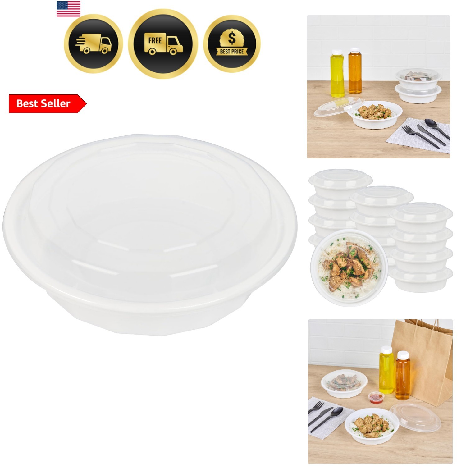 Asporto 24 Ounce To Go Boxes, 50 Microwavable Take Out Food Containers – Clea…