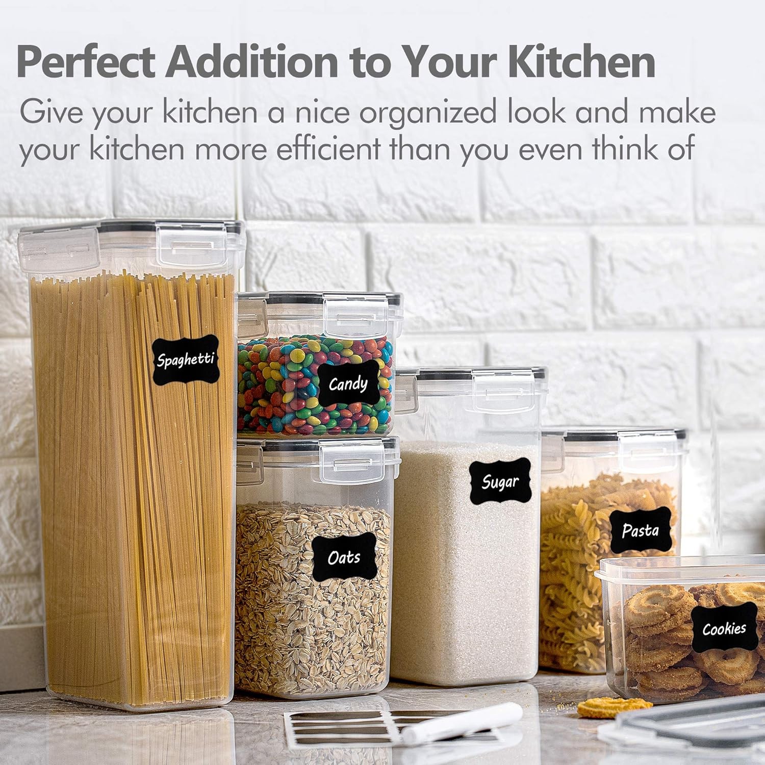 8PCS Airtight Food Storage Containers Kitchen, Pantry, Cereal Organization Set