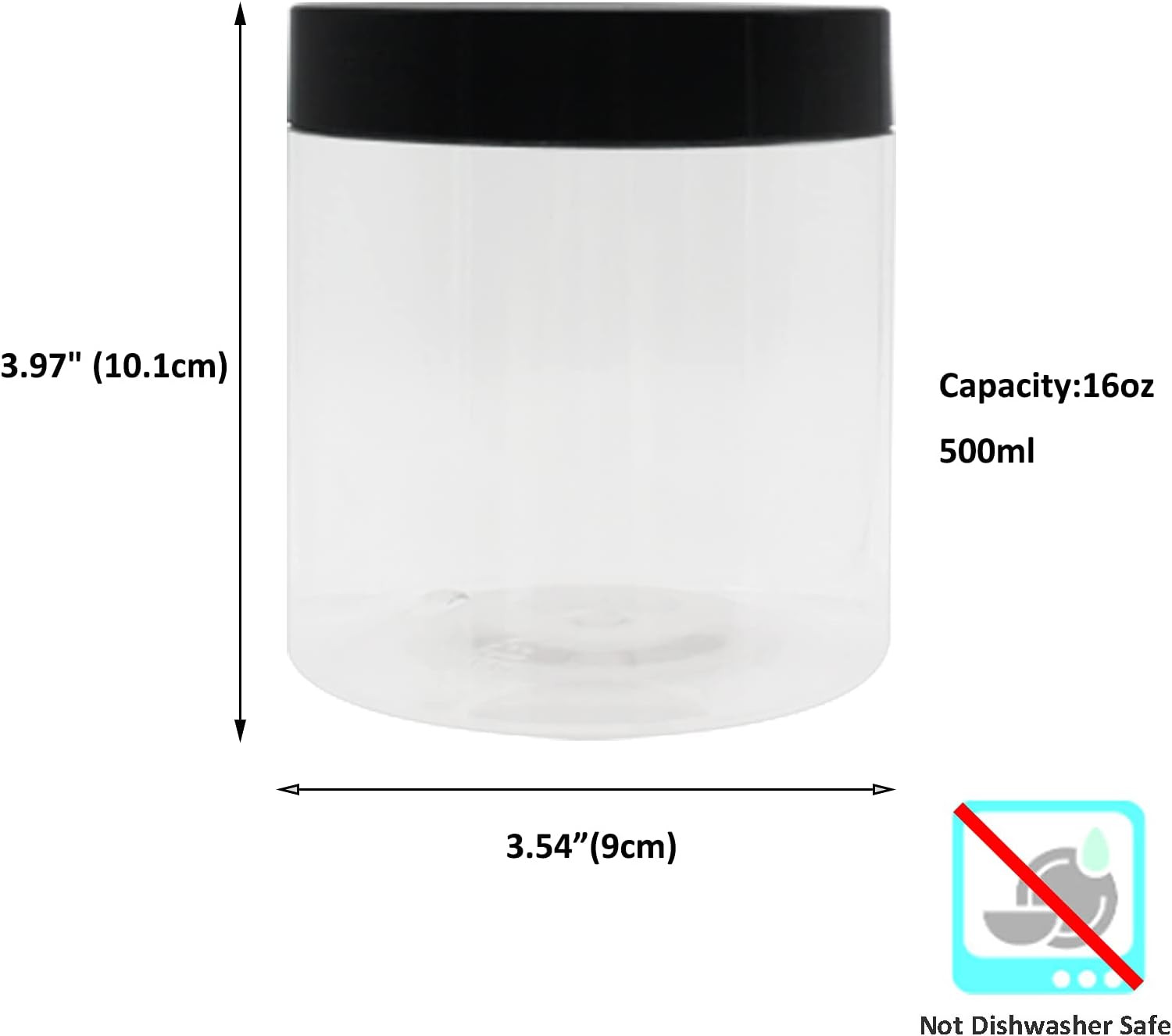21 Pack 16 Oz Plastic Jars with Lids, Extra Labels, 1 Pen, Clear PET Seal Jar fo