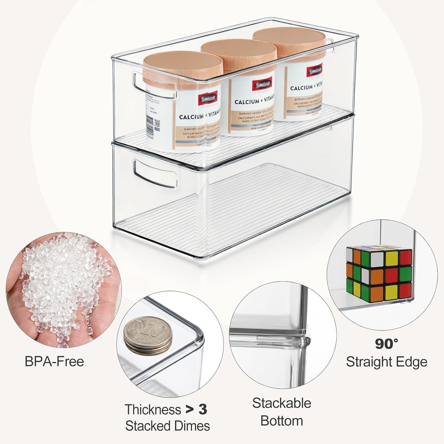 Large Capacity 8 Pack Clear Organizers – Perfect for Freezer and Cabinet Spaces