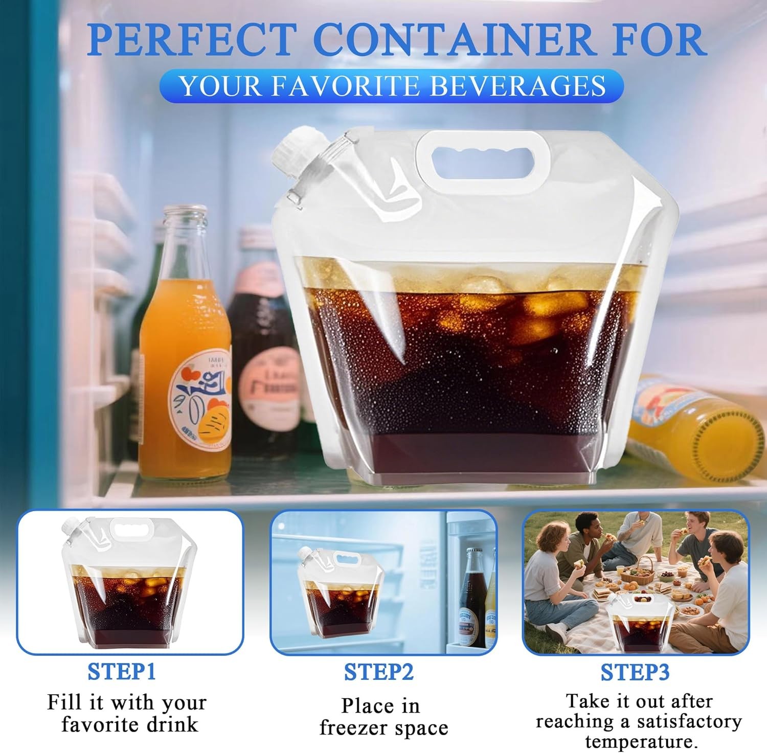 4 Pack Collapsible Water Jugs, 1.3/2.6 Gallon – BPA Free Clear Plastic Water Bag