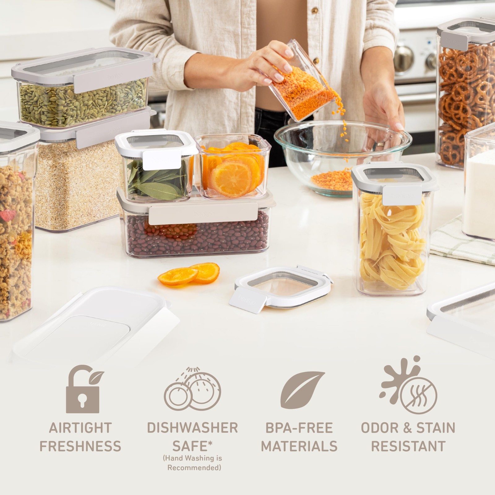 Pantry – 22-Piece Airtight Food Storage Containers, Clear and Stackable Kitch…