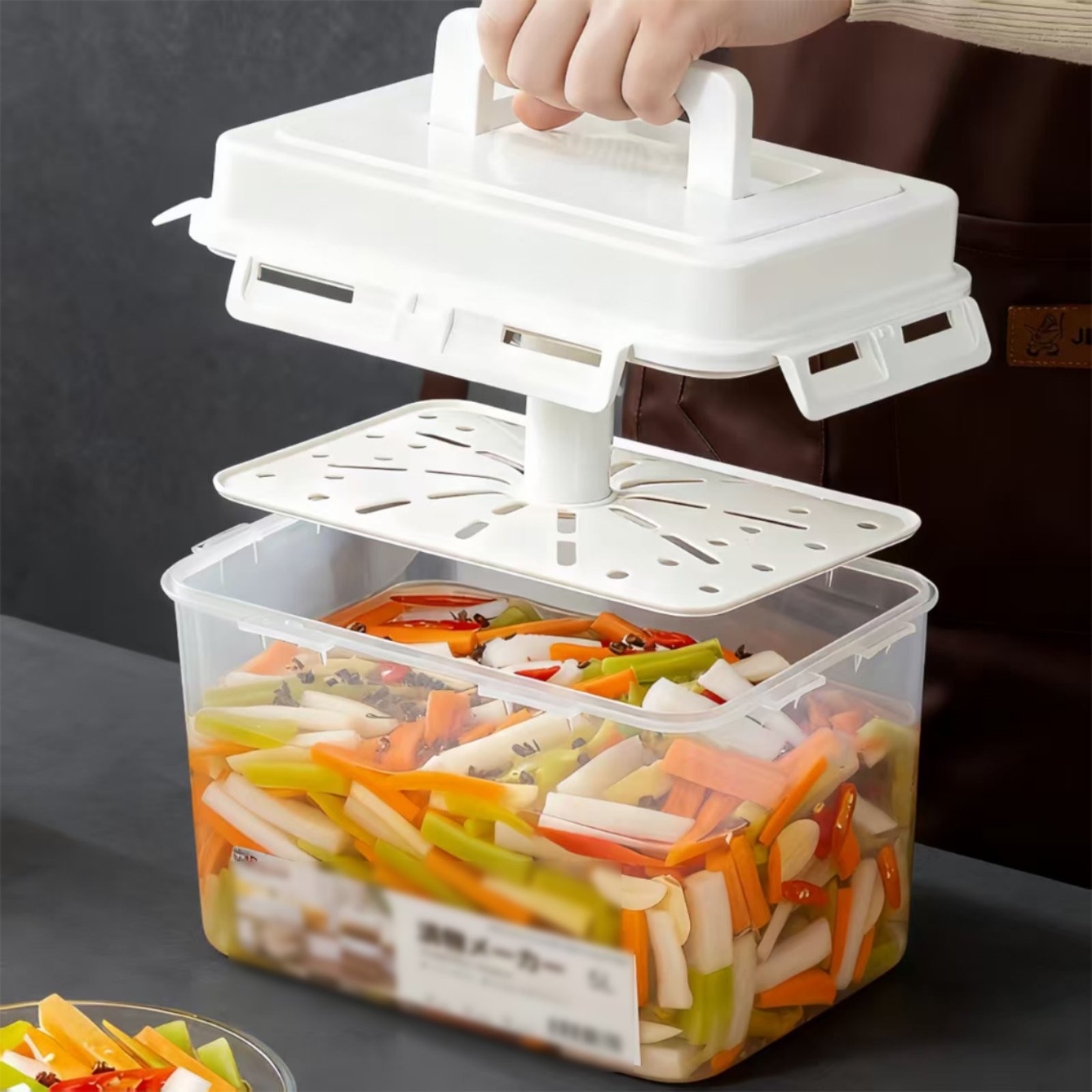 Kimchi Container Refrigerator Safe Airtight Pickle Jar Included for Fermenting