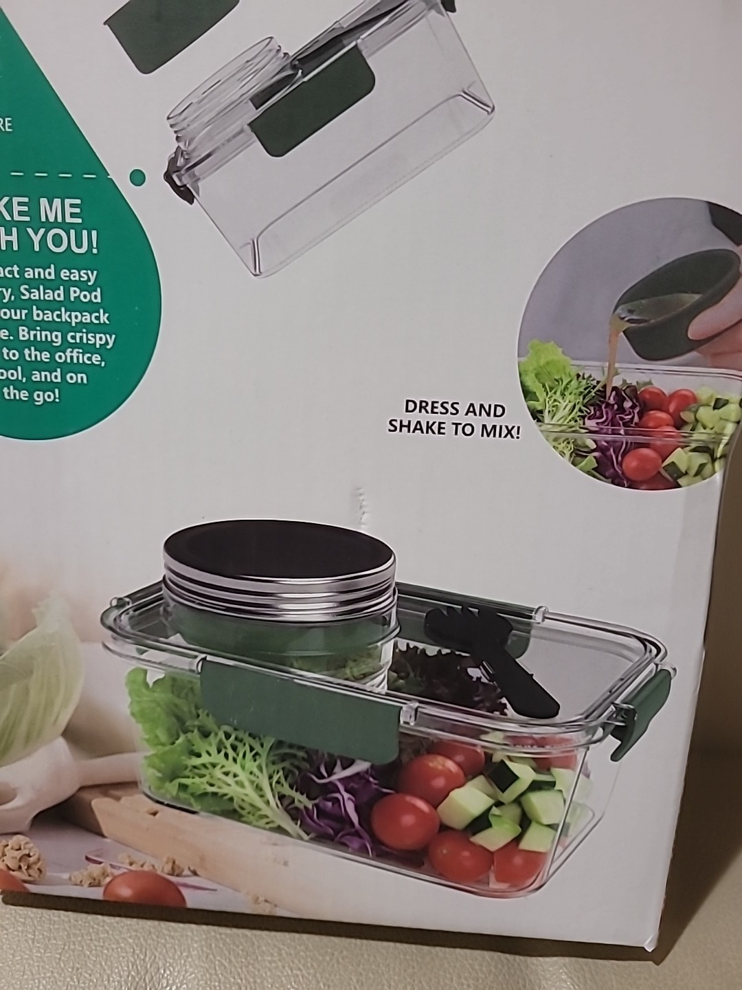Fruit Salad Container with Dressing Cup & Plastic Fork