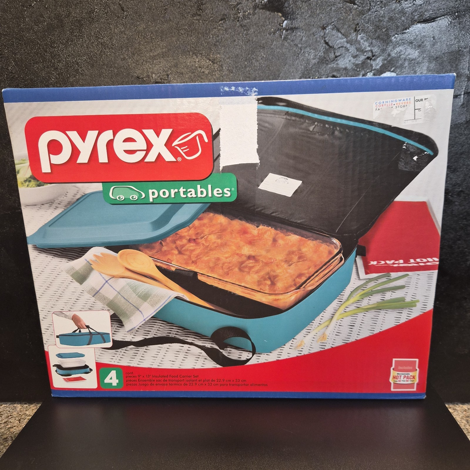 PYREX Portables 3-Qt Glass Dish Lid Insulated Food Carrier Hot Pack 9×13 NEW BOX