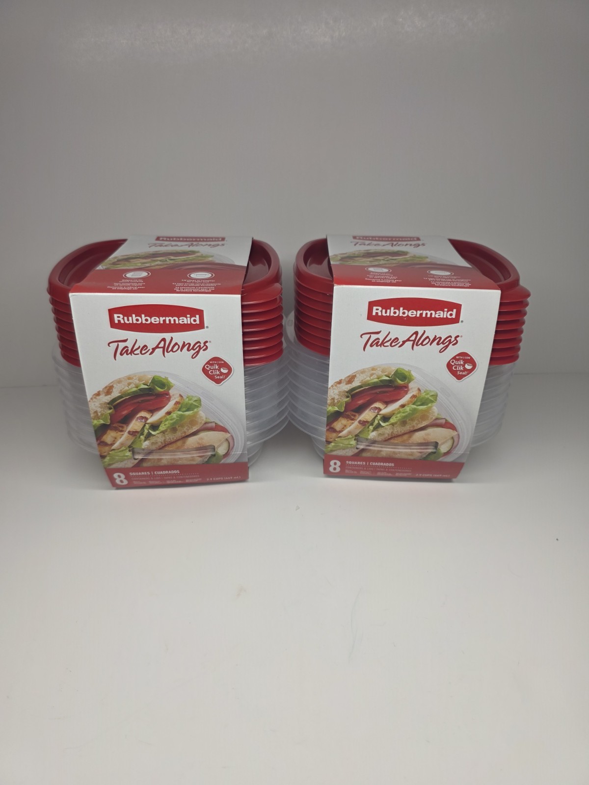 Rubbermaid TakeAlongs 2.9 Cup Square Food Storage Container 8 x 2 Pack