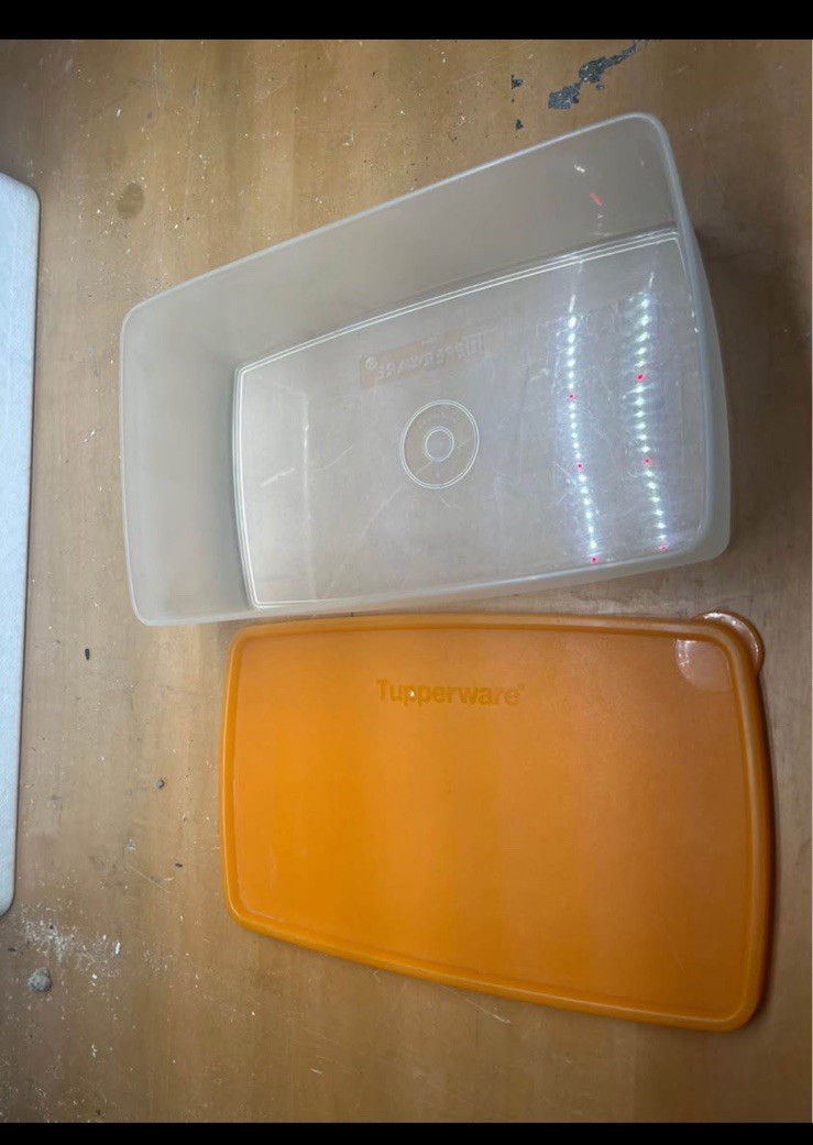 Tupperware Rectangular Storage Containers Set of 2 Snap Lid Orange/Clear