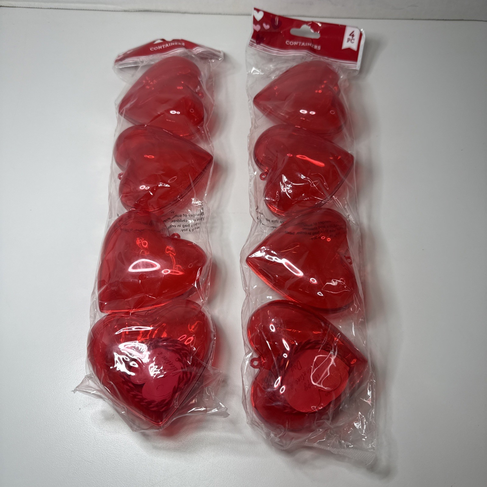 Heart Shaped Treat Containers for Valentine’s Day 8 Count 3 Inches Plastic Mold
