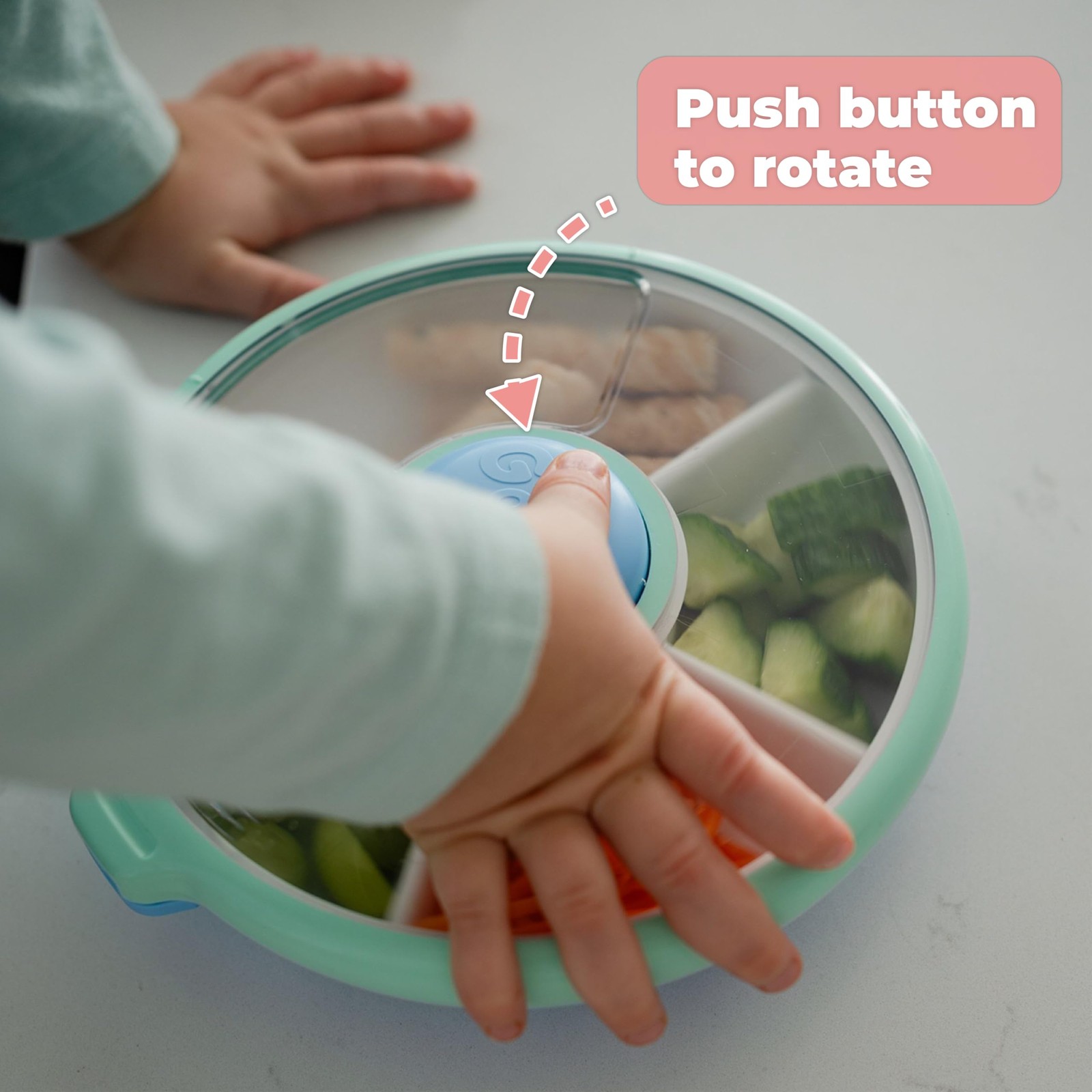 Kids Small Snack Spinner Slide Reusable Snack Container with 4 Compartment D…