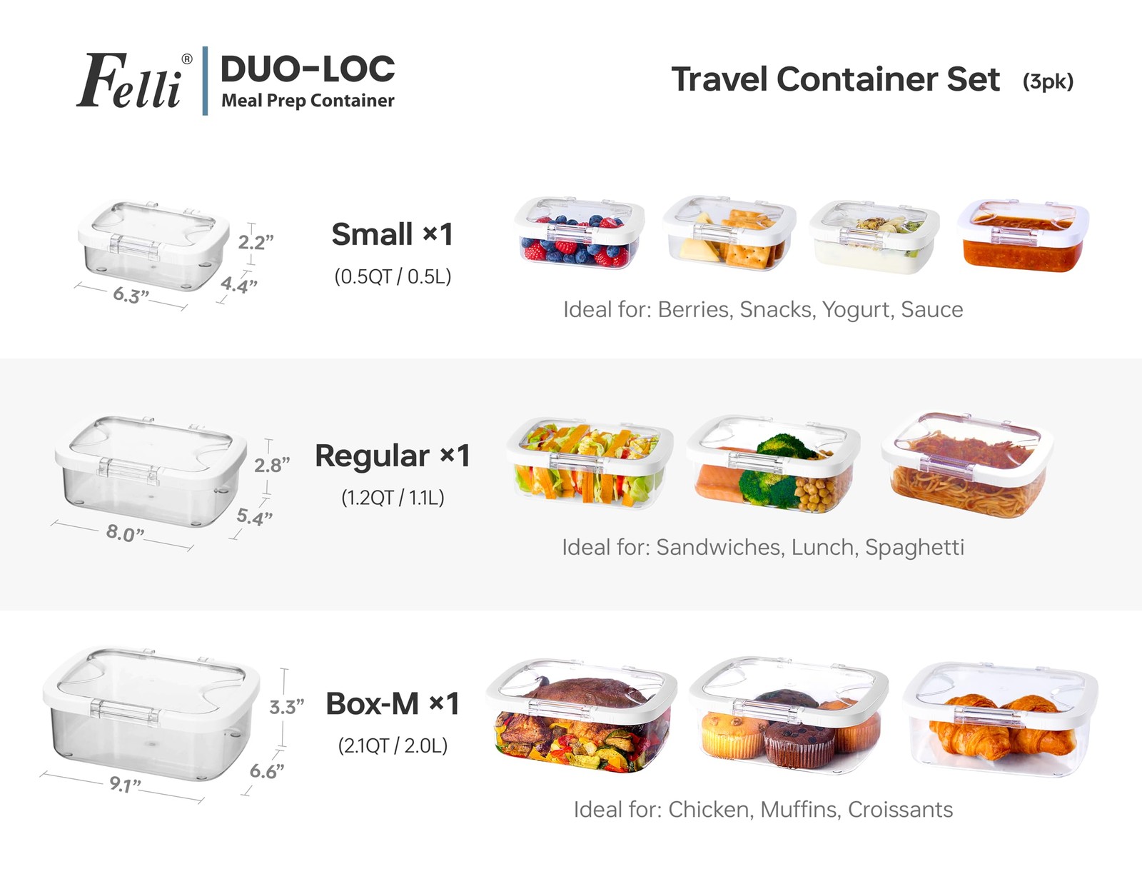 Duo Loc Tritan Meal Prep Containers Microwave Safe BPA , Leak Proof Lunchable…