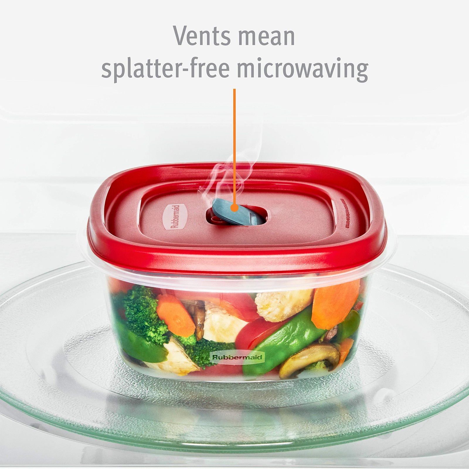 Rubbermaid Easy Find Vented Lid Food Storage Containers 7-Cup Red 7 Cup,