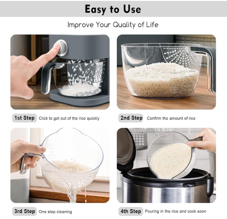 Dispensador de Arroz 22-25 lb con Taza Medidora, Caja de Conservación Integrada