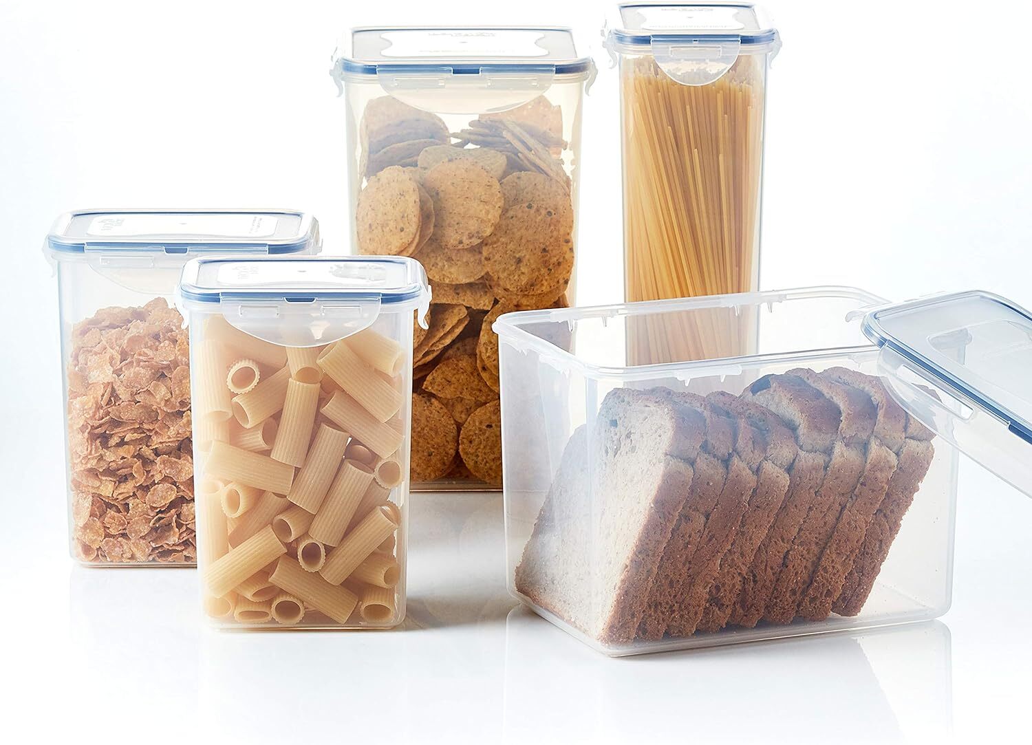 LocknLock Easy Essentials Airtight Rectangular Tall Food 4 Piece Set, Clear