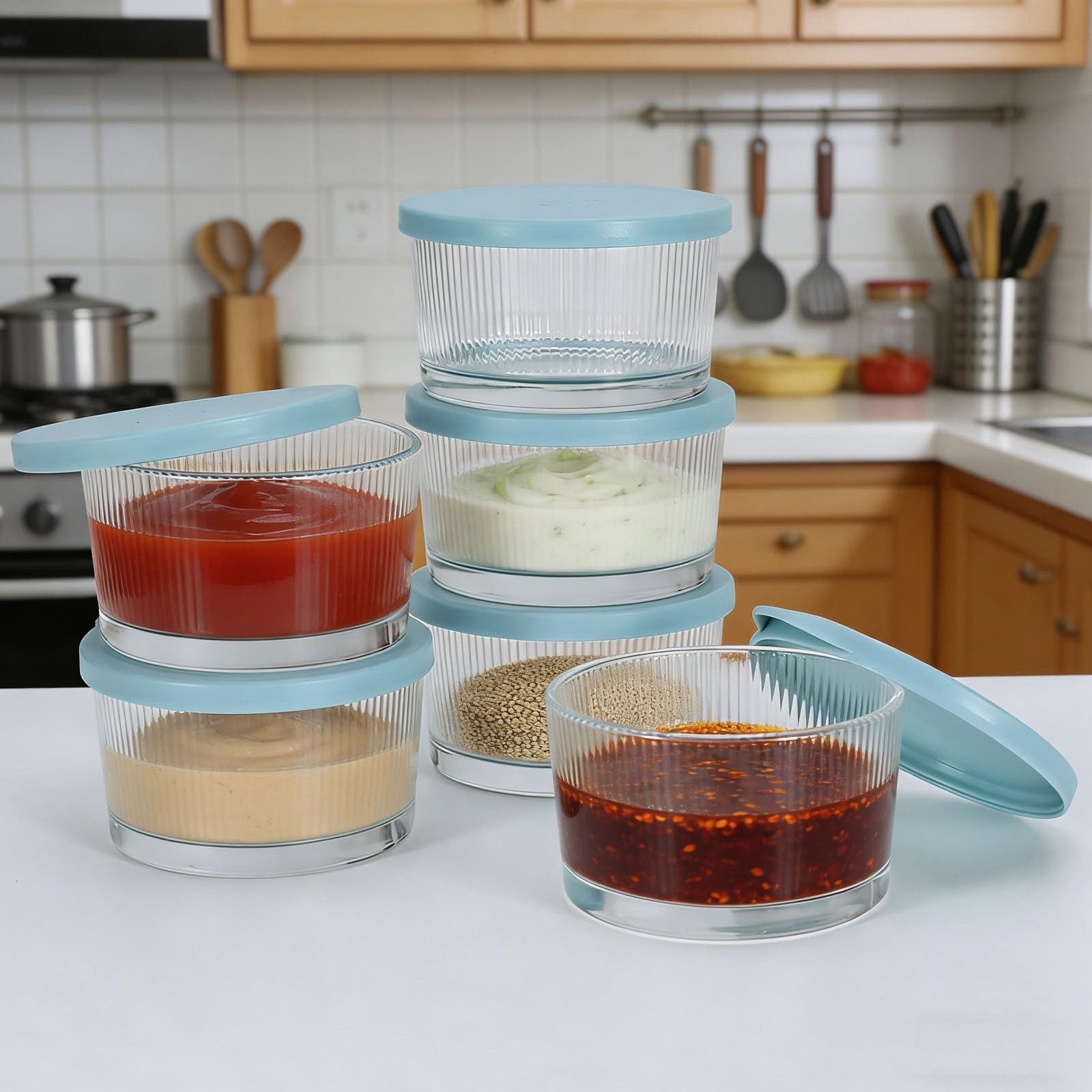 Salad Dressing Container 6.7oz Glass,Leakproof Sealed Sauce Containers,Clear …