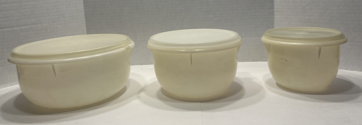 Vintage Tupperware Fix N Mix Nesting Bowls with Lids Sheer Set of 3 Flaws READ