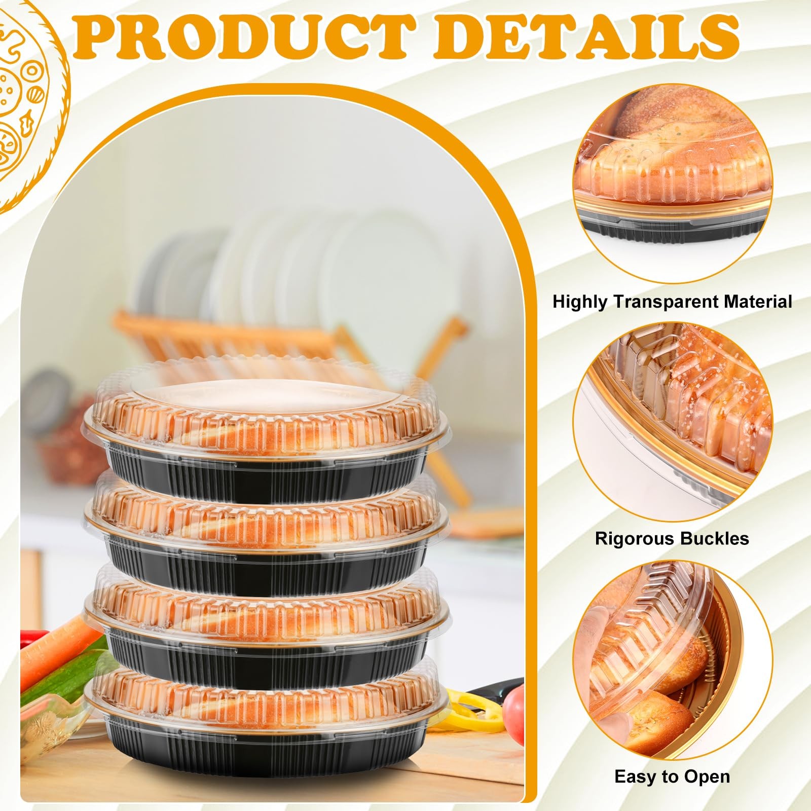 Yoiemivy Disposable Pie Carrier with Clear Lid, 9”/11” Plastic Serving Tray…