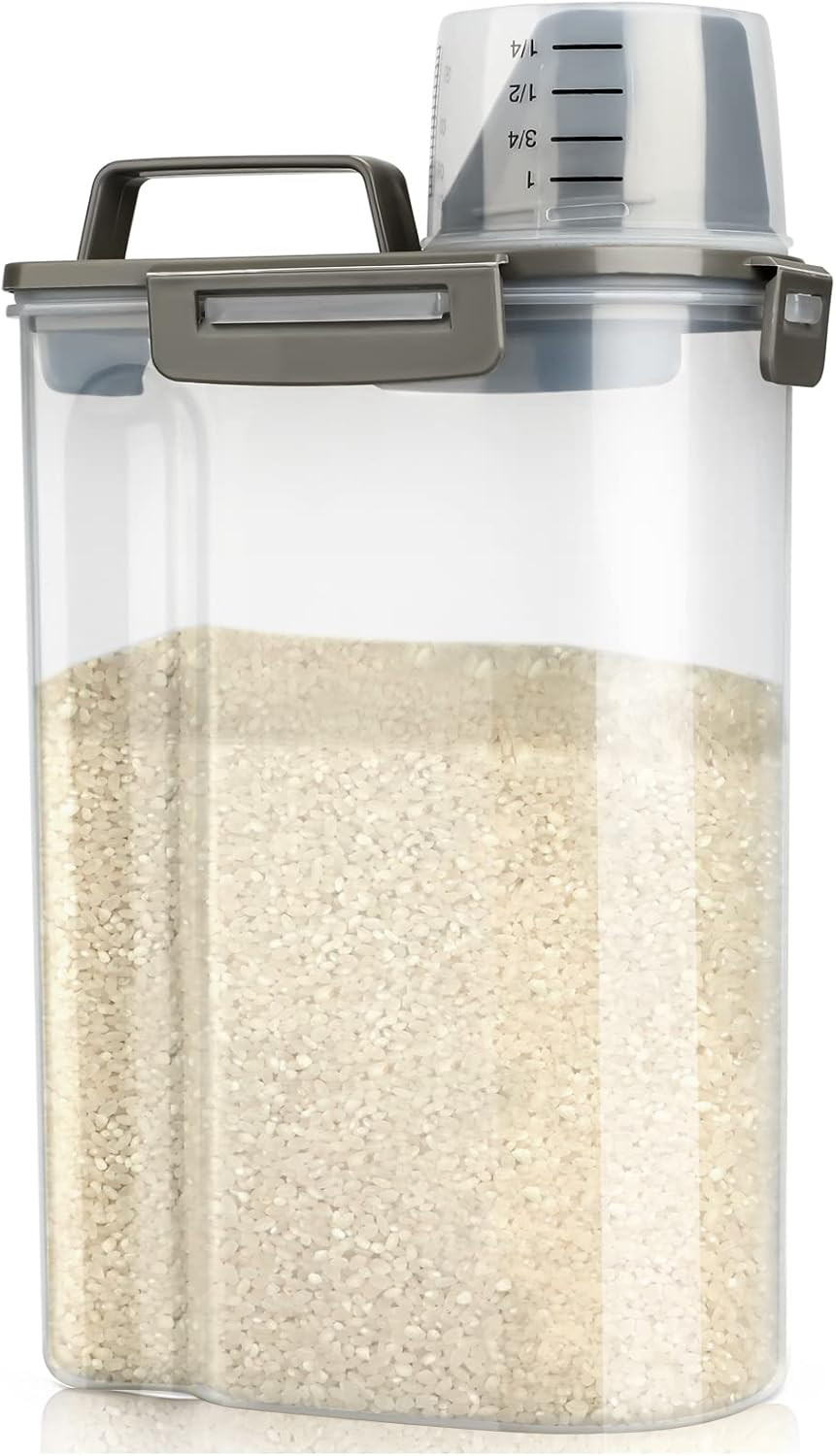 Rice Airtight Storage Container, 3 to 5Lbs Cereal Dry Food Flour Bin, Pet Dog…