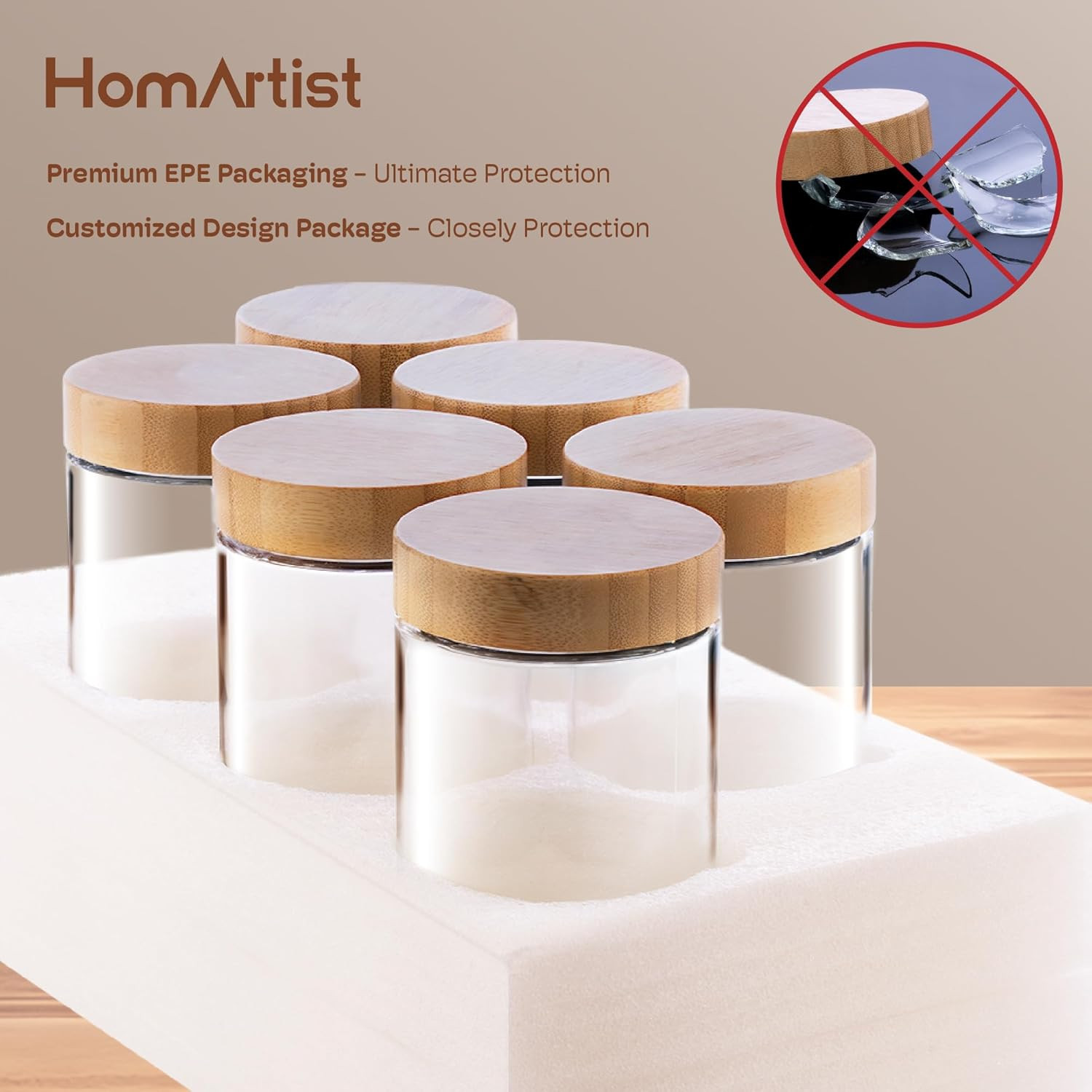 2 Pack 16oz Overnight Oats Containers with Bamboo Lids, Glass Jars with Airtight