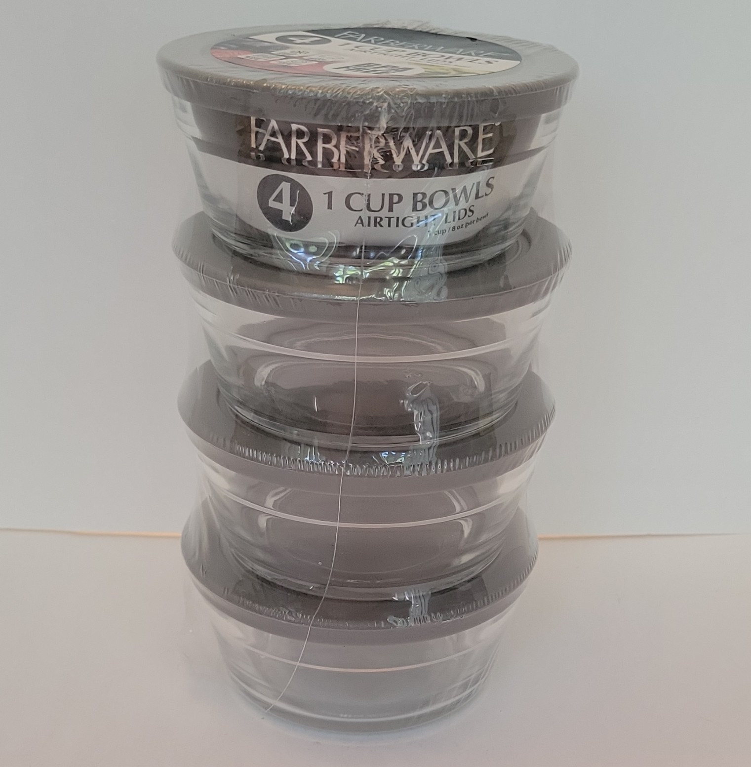 Farberware 4pc 1 Cup Round Food Storage Bowls w/ Snap Lids BPA Free Clear