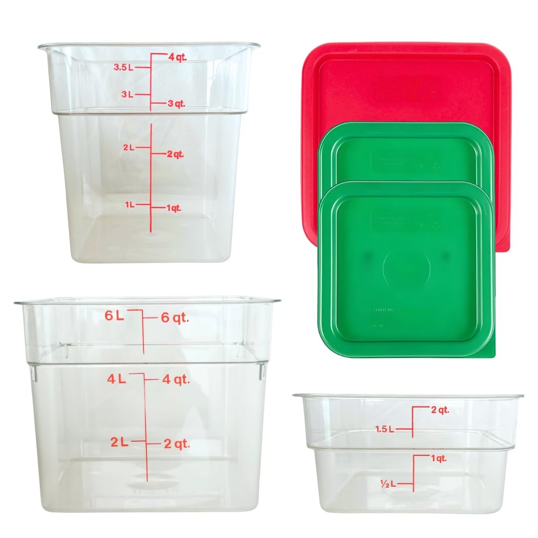 ATREVO Cambro Containers with Lids. Food Storage Clear Polycarbonate 2 qt, 4 …
