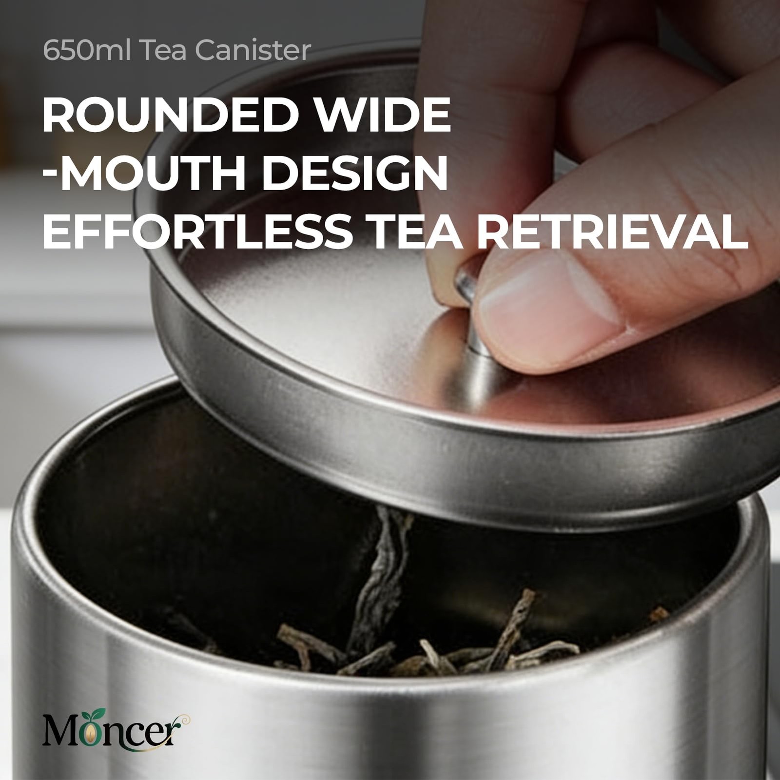 Large 650ml Stainless Steel Canister 5.8×3.3in Airtight Storage Tea Bag