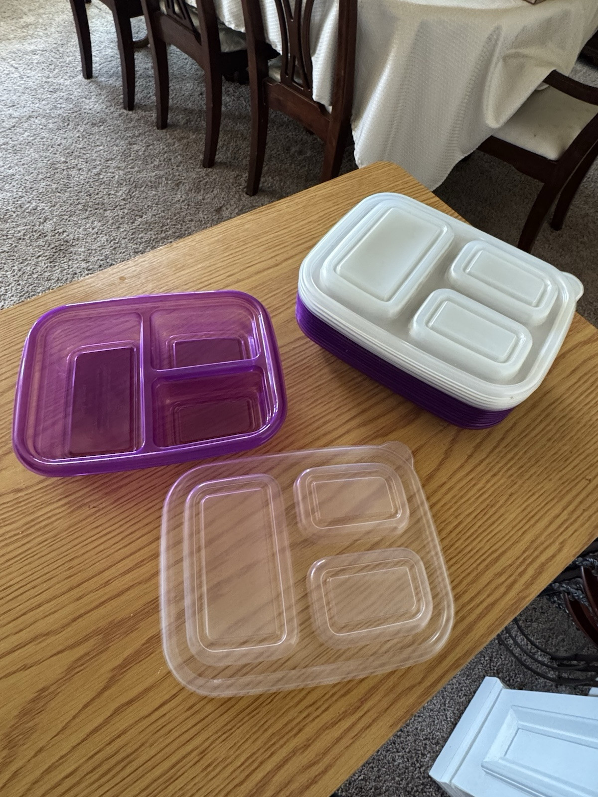 Meal Prep Containers 3-Compartment Food Storage Box with Lid 22 Pieces 34 ounce.