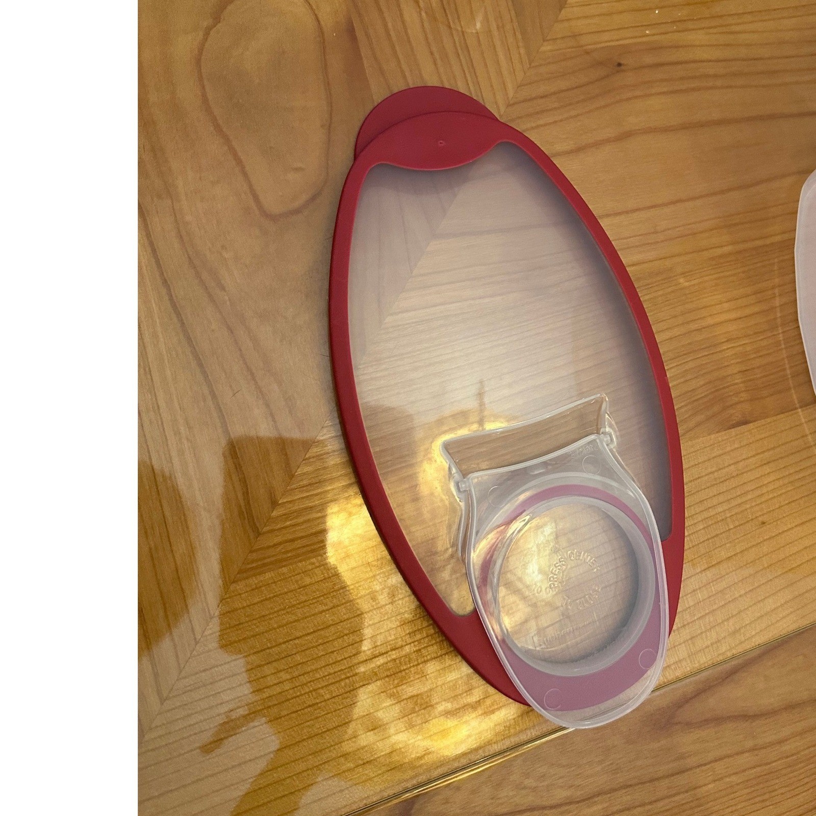 Tupperware Modular Mates Oval Container Cranberry Red Lid Flip Top Spout 1615