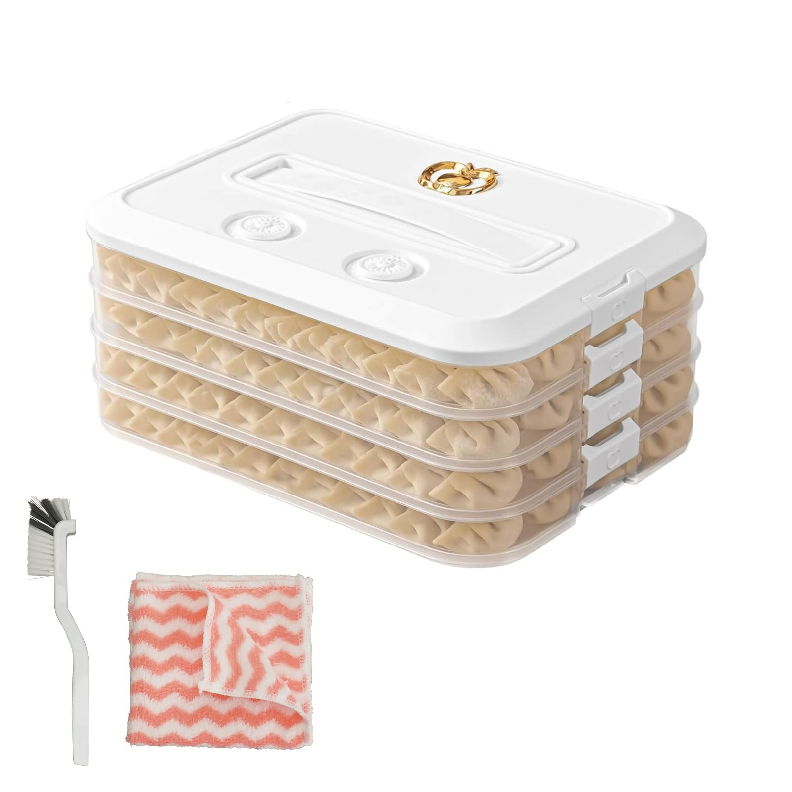 4-layer Food Storage Containers With Lids Airtight Cleaning brushes and cloth…