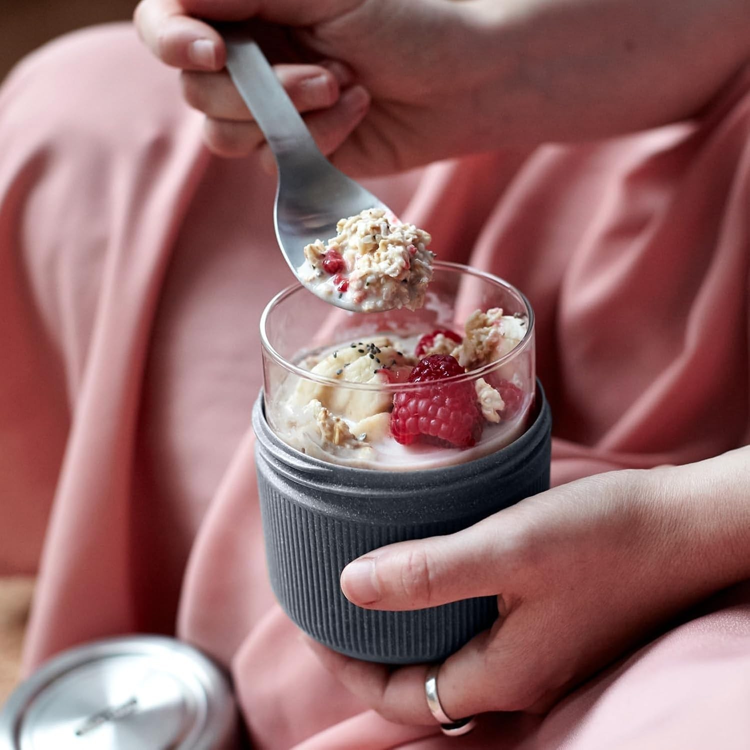 Black+Blum Glass Bowl | Leakproof Meal Prep Lunch Box Food Container 450 ml