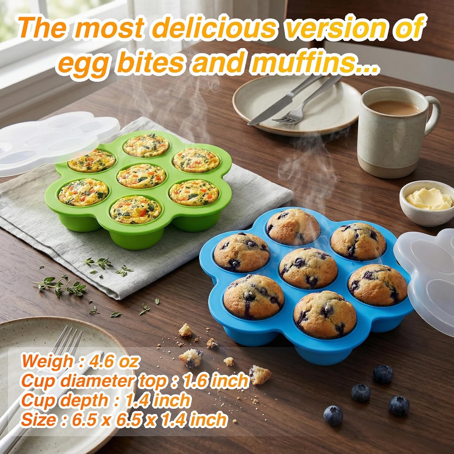 Silicone Egg Bite Molds [2 Pack] Instant Pot Accessories Total 14 Cups Muffin