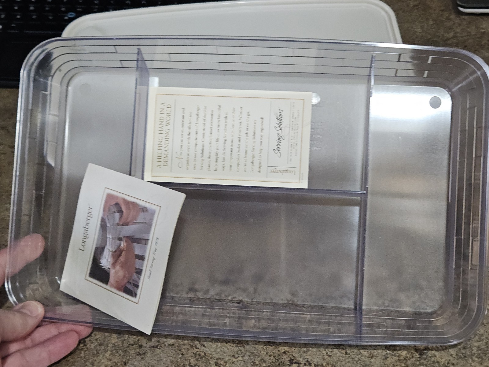 Longaberger 9×13 Serving Solutions Divided Protector & Lid #45144 Container