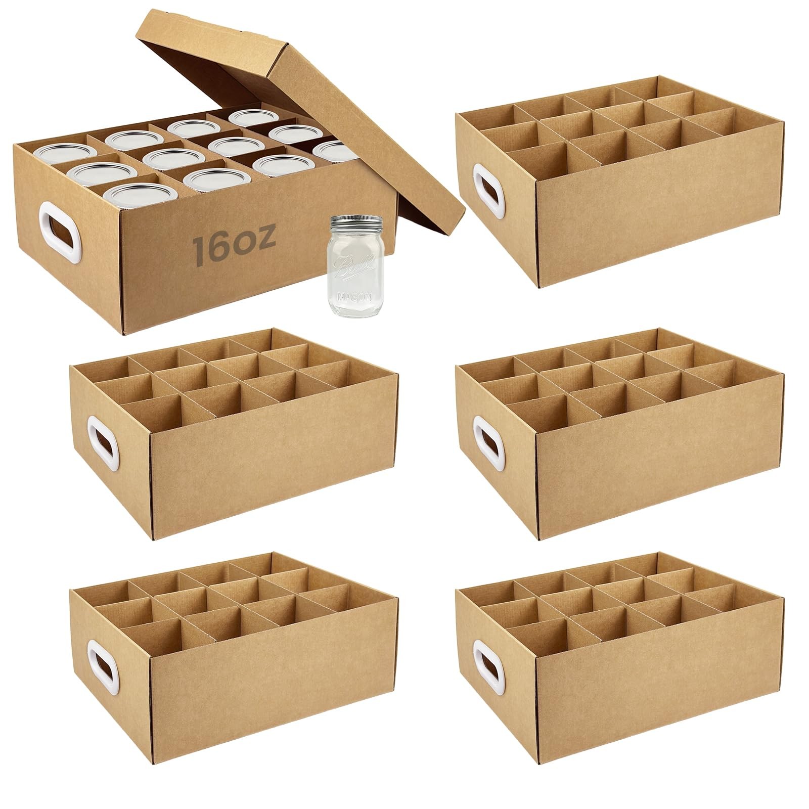 6 Pcs Canning Jar Storage Boxes, Cardboard Mason Jar Storage Box, 16 oz with …