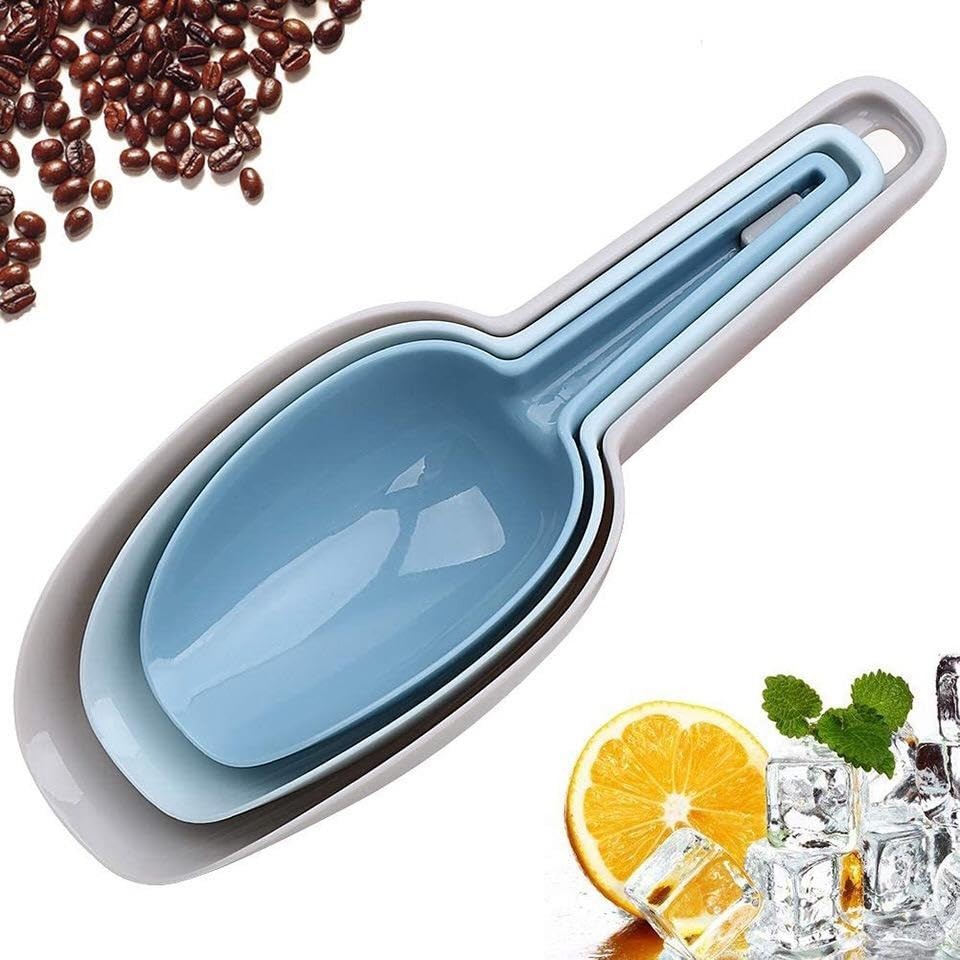 Set of 3 Multipurpose Kitchen Scoops Plastic Ice Scoops for Flour Sugar Rice
