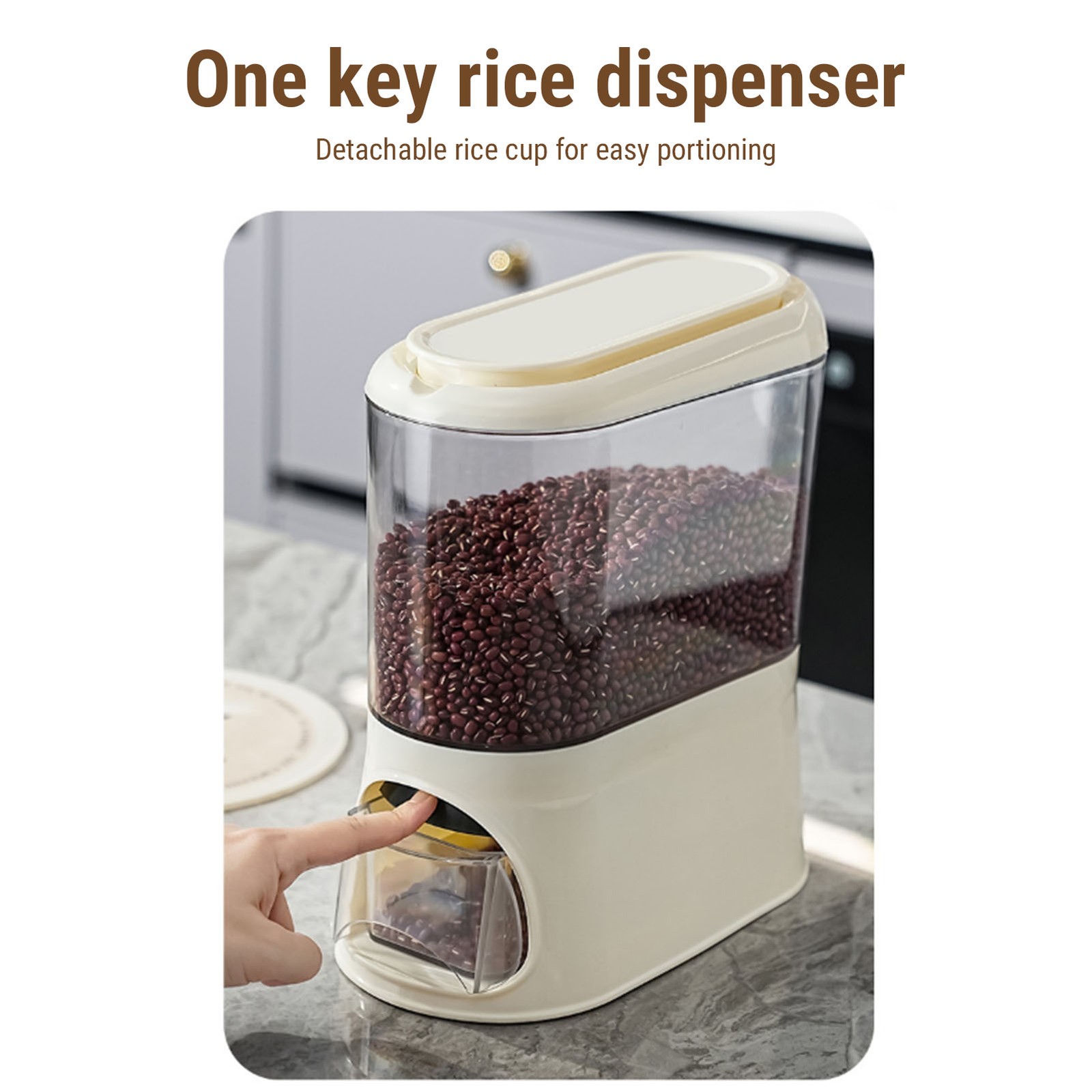 25 lbs Rice Dispenser Grain Container Storage with Measuring Cup Household Use