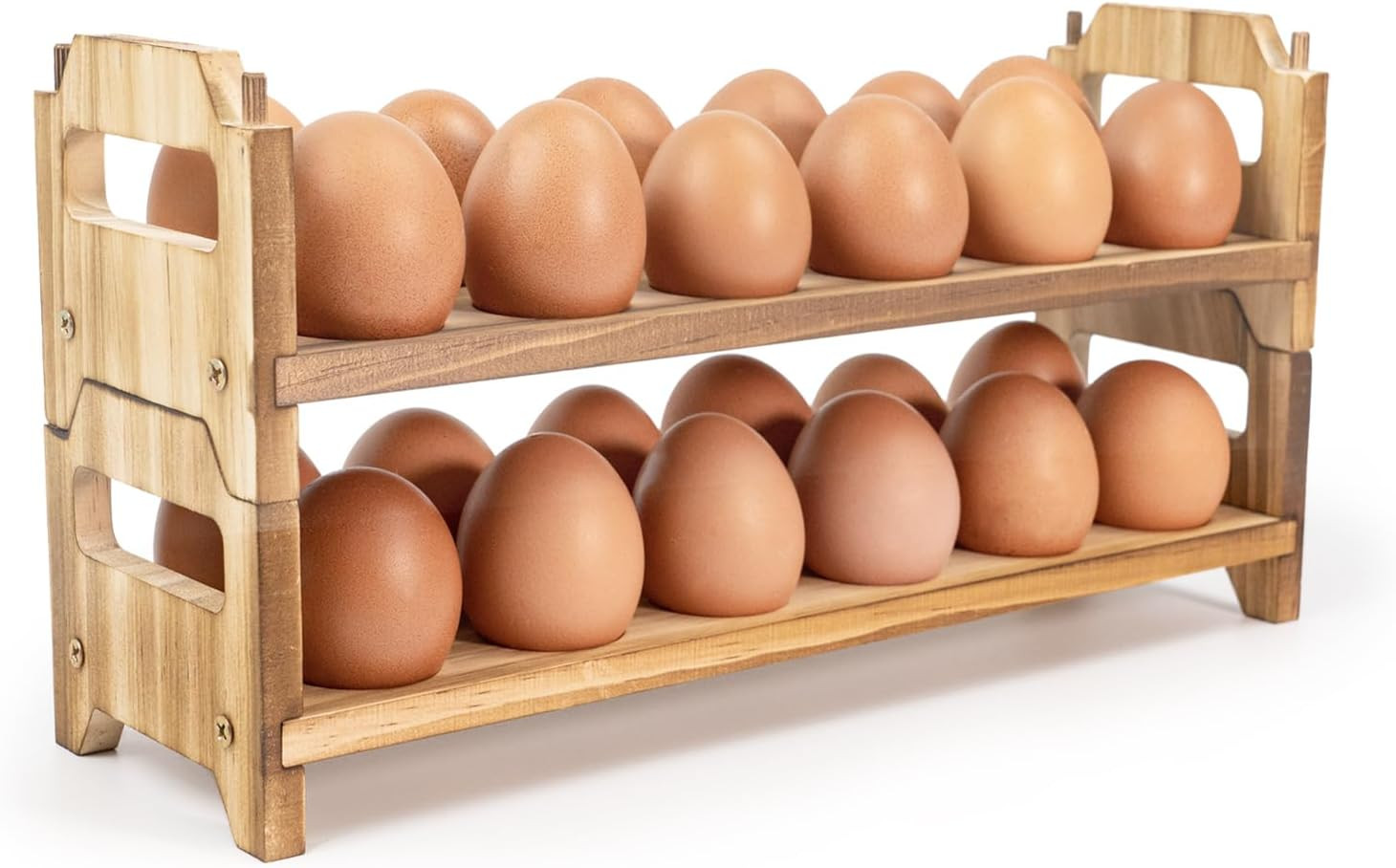 Wooden Fresh Egg Holder Countertop – Stackable Egg Storage for Gathering Fresh E