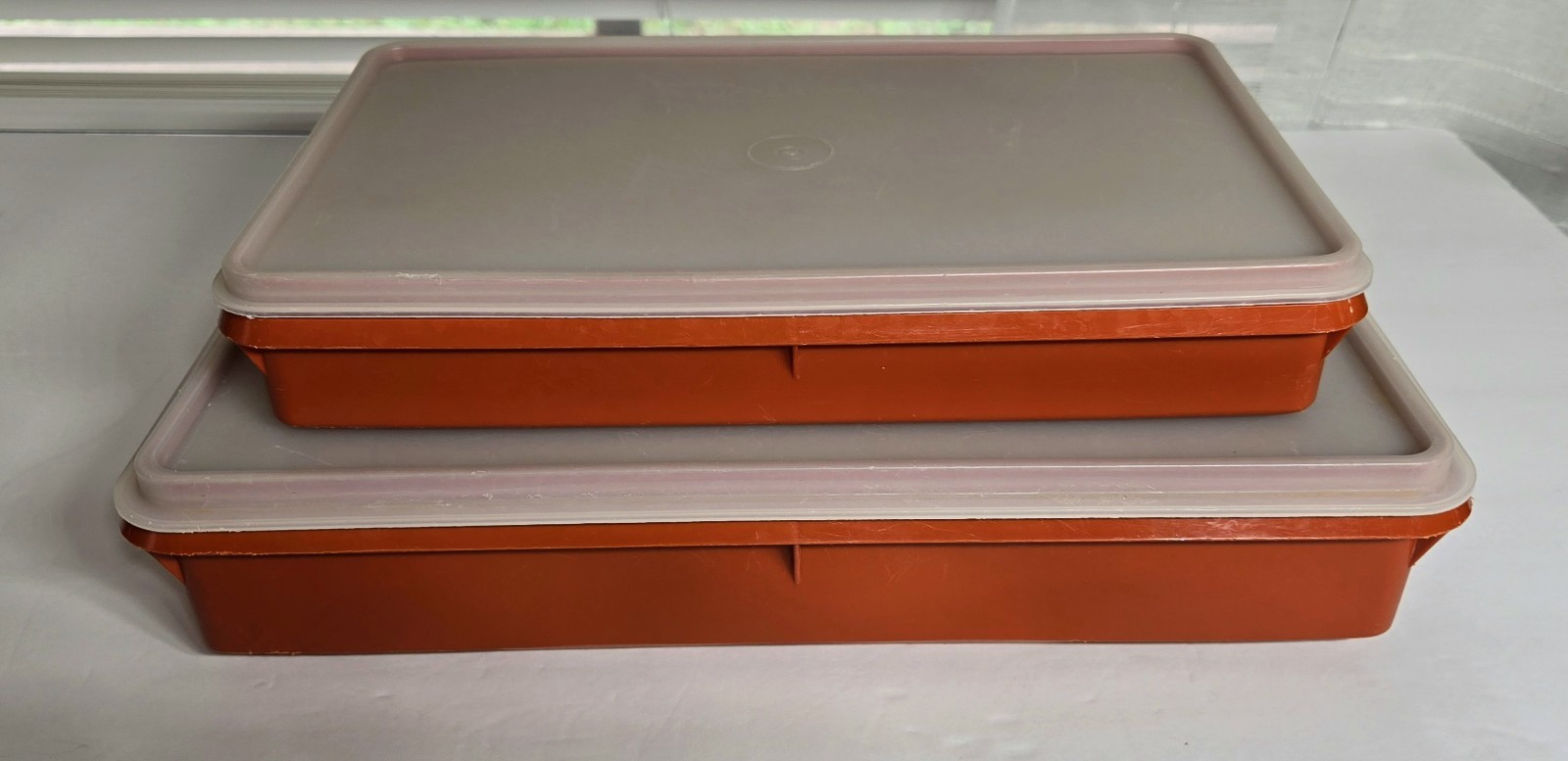 VTG Tupperware Storage Containers – 4pc Paprika Set: Bacon and Deli Meat Keepers