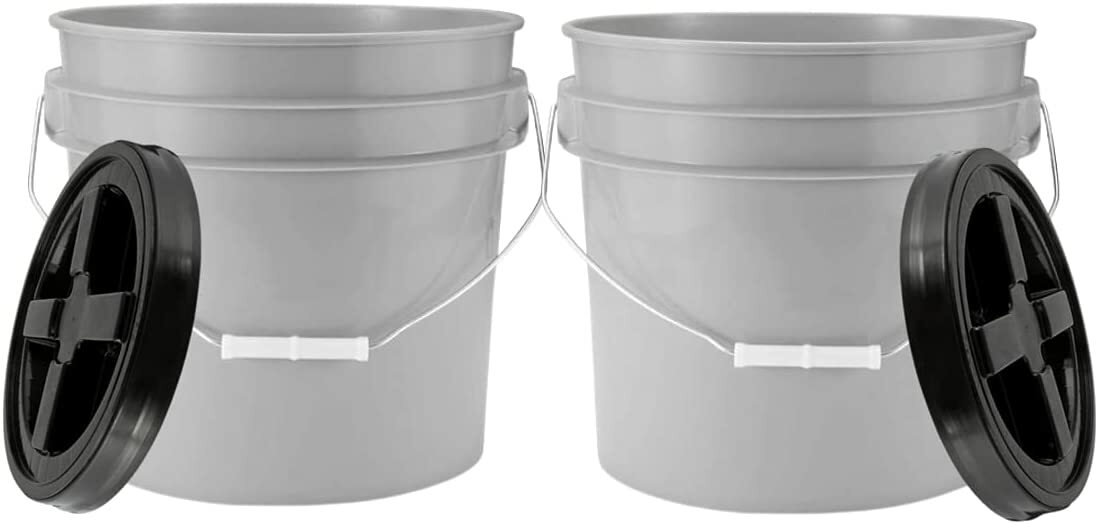 3.5 Gallon Food Grade Bucket Pail with Black Screw on Air Tight Lid( Pack of 2)