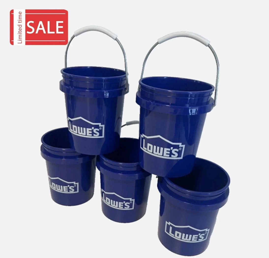 5 x Lowe’s Mini Bucket 0.4 Quart BPA-Free Lot Polypropylene Paint Bucket Lid