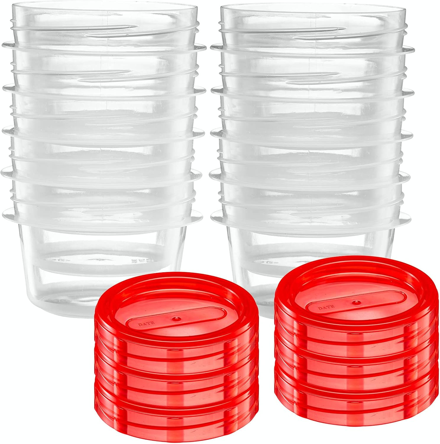 (4 Ounce 10 Pack) Twist Cap Containers Clear Bottom with Red Top Screw on Lids T