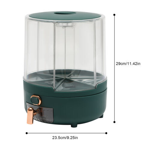 Rice Dispenser Dry Grain Food Storage Container Tank 6-Grid Rotating for Kitchen