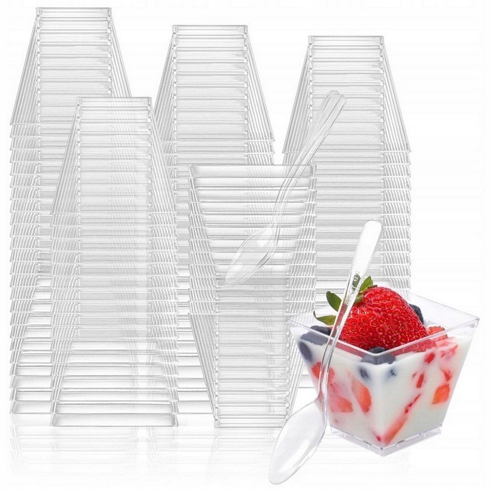 CONTAINER PYRAMID CUPS desserts ice cream SNACKS FINGERFOOD 150ml +SPOONS