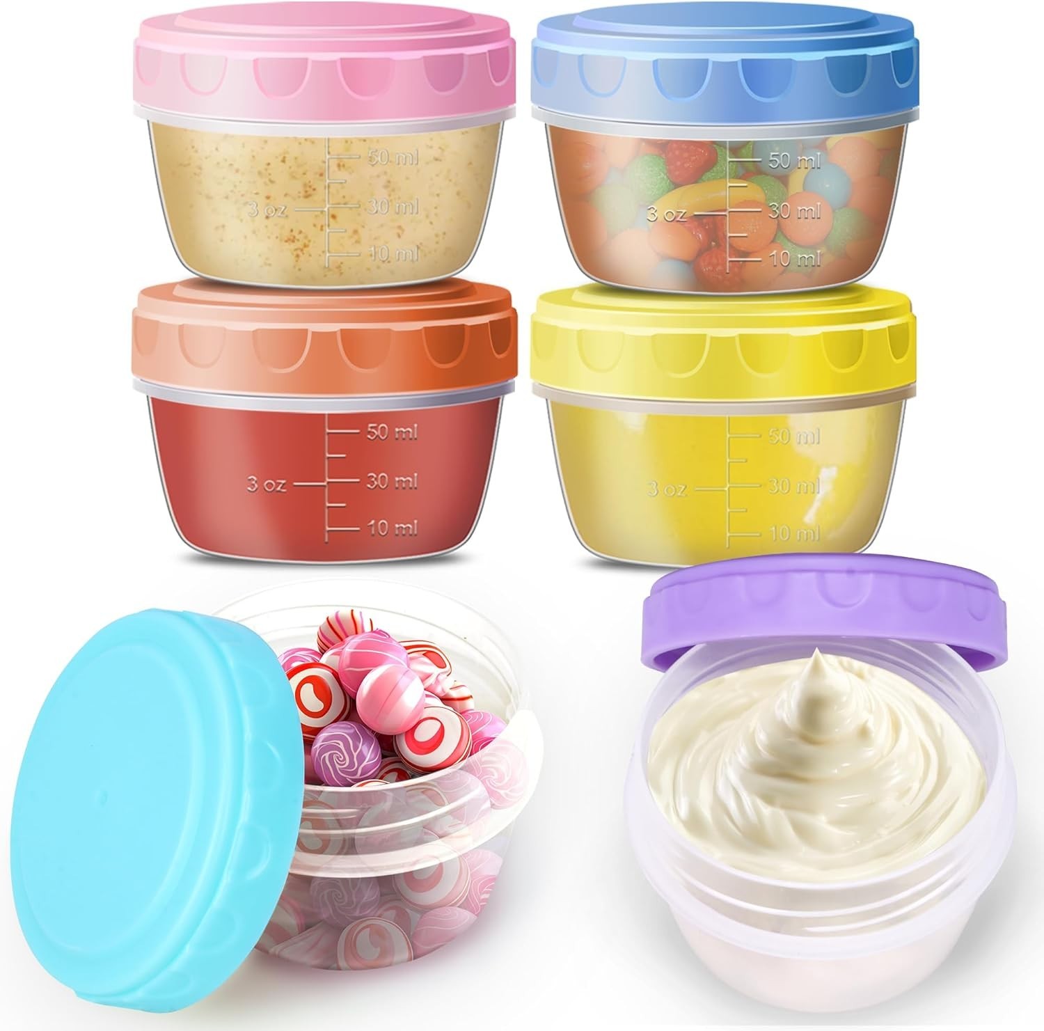 Dressing Containers W/ Lids 6 Pack *2 OZ Salad Dressing Container Reusable