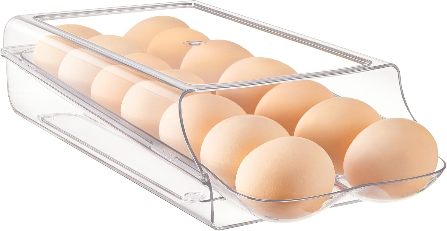 Plastic Egg Holder for Refrigerator 14 Egg Capacity Stackable Removable Tray …