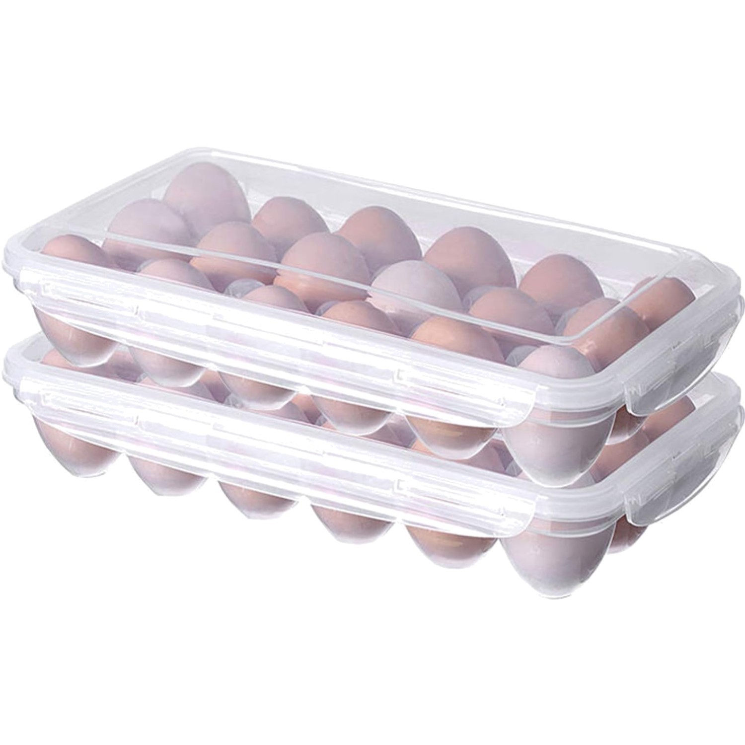 2 Pack Covered Egg Holders For Refrigerator, Plastic Storage Container/ Devil…
